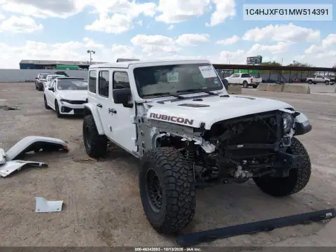 1C4HJXFG1MW514391 — 2021 Jeep Wrangler, Передняя часть, фото до ремонта