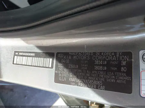 2010 Kia Forte Ex VIN KNAFU4A2XA5858065 фото 10