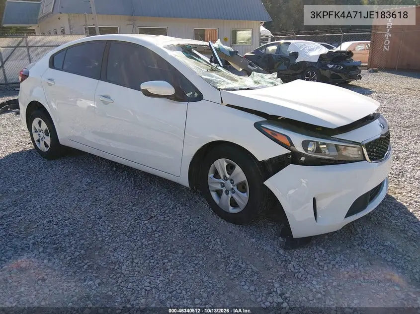 3KPFK4A71JE183618 Kia Forte 2018 — повреждение Передняя часть, фото до ремонта