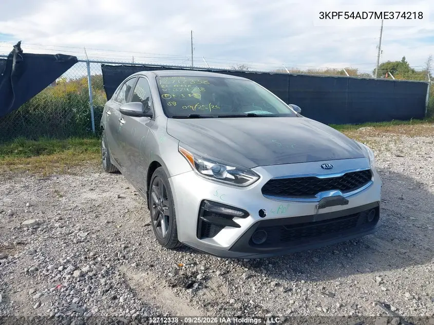 2021 Kia Forte Ex/Ex Premium/Ex+ VIN 3KPF54AD7ME374218 фото 2