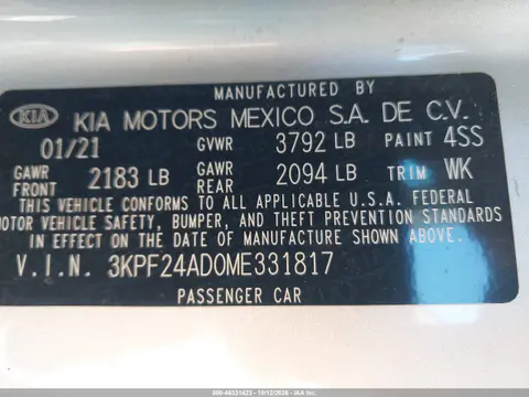2021 Kia Forte Lxs VIN 3KPF24AD0ME331817 фото 10