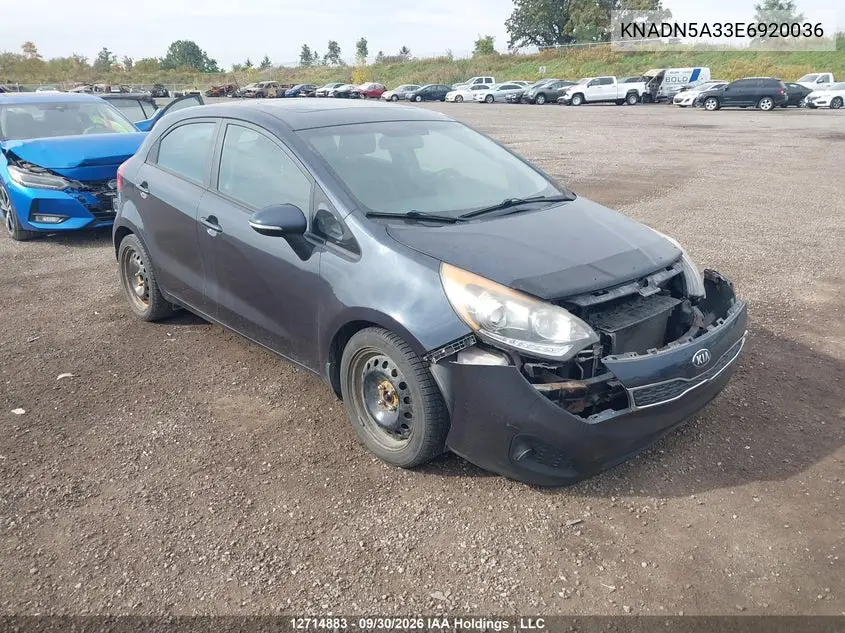 2014 Kia Rio 5-Door VIN KNADN5A33E6920036 фото 1