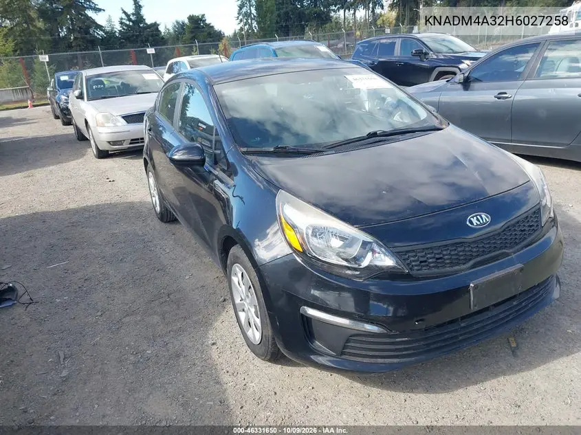 2017 Kia Rio Lx VIN KNADM4A32H6027258 фото 1