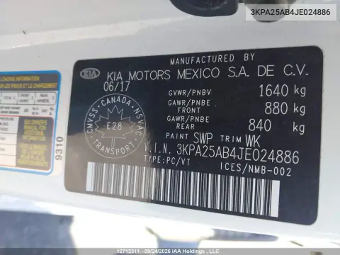 2018 Kia Rio 5-Door Lx/Lx+ VIN 3KPA25AB4JE024886 фото 20