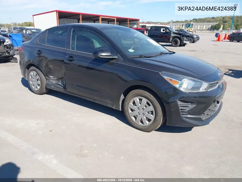2021 Kia Rio S VIN 3KPA24AD6ME424383 фото 2