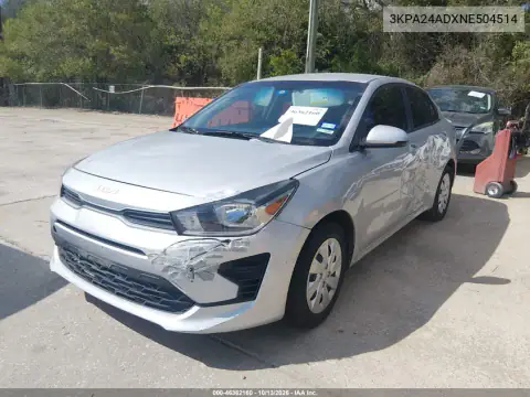 3KPA24ADXNE504514 — 2022 Kia Rio, фото 2 с аукциона IAAI, Естественный износ