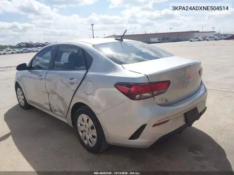 3KPA24ADXNE504514 — 2022 Kia Rio, фото 3 с аукциона IAAI, Естественный износ