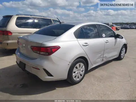 3KPA24ADXNE504514 — 2022 Kia Rio, фото 4 с аукциона IAAI, Естественный износ