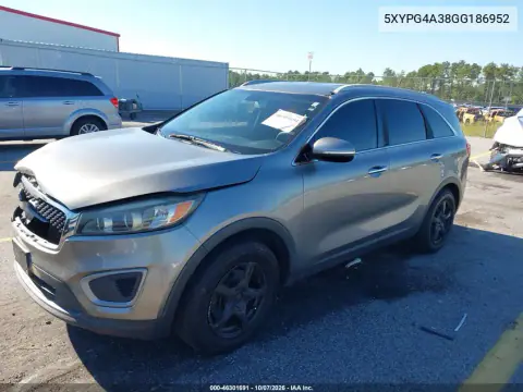 2016 Kia Sorento 2.4L Lx VIN 5XYPG4A38GG186952 фото 3