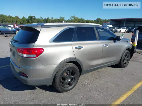 2016 Kia Sorento 2.4L Lx VIN 5XYPG4A38GG186952 фото 5