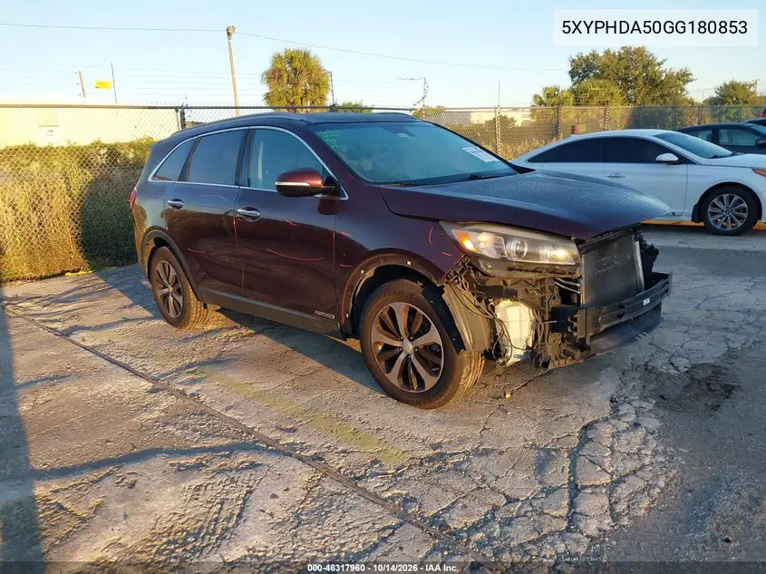 5XYPHDA50GG180853 — 2016 Kia Sorento, фото 2 с аукциона IAAI, Передняя часть