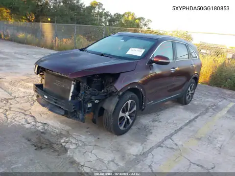 5XYPHDA50GG180853 — 2016 Kia Sorento, фото 3 с аукциона IAAI, Передняя часть