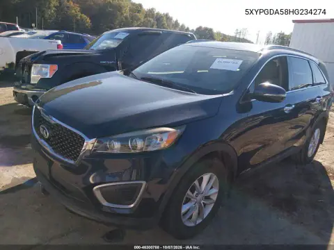 2017 Kia Sorento 3.3L Lx VIN 5XYPGDA58HG234274 фото 2