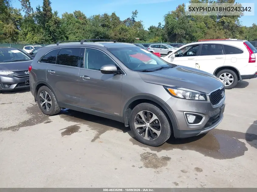 2017 Kia Sorento 2.0T Ex VIN 5XYPHDA18HG243342 фото 2