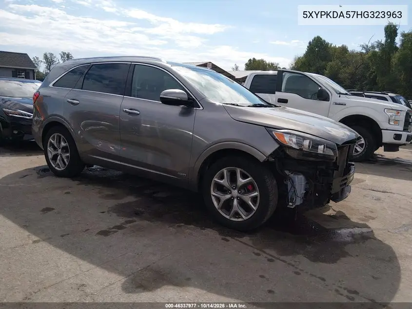 5XYPKDA57HG323963 — 2017 Kia Sorento, фото 2 с аукциона IAAI, Передняя часть