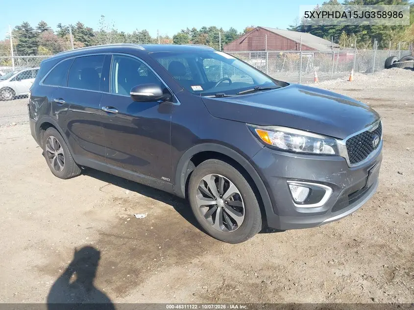 2018 Kia Sorento 2.0T Ex VIN 5XYPHDA15JG358986 фото 2