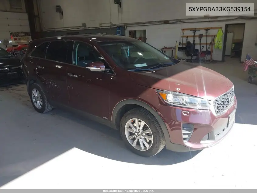 2019 Kia Sorento 2.4L Lx VIN 5XYPGDA33KG539154 фото 2