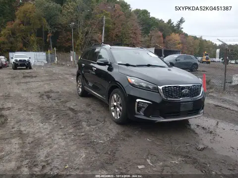 5XYPKDA52KG451387 — 2019 Kia Sorento, Естественный износ, фото до ремонта