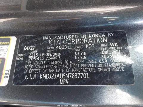 2022 Kia Soul Lx VIN KNDJ23AU5N7837701 фото 10