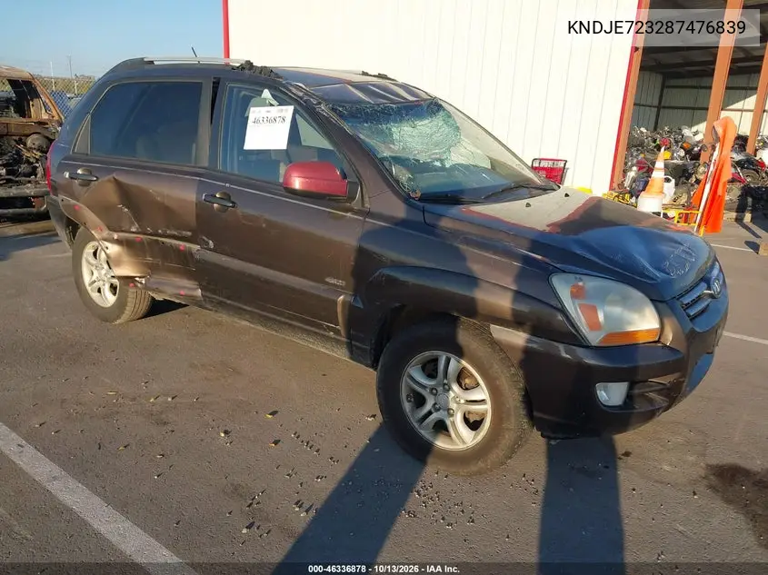 KNDJE723287476839 — 2008 Kia Sportage, фото 2 с аукциона IAAI, Передняя часть