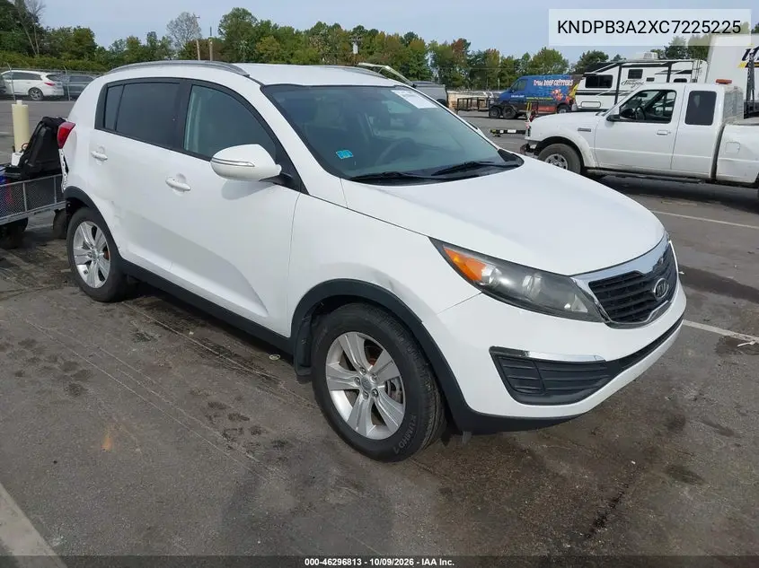 2012 Kia Sportage Lx VIN KNDPB3A2XC7225225 фото 2