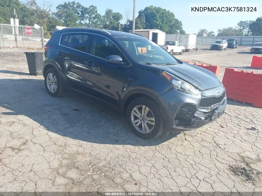 KNDPMCAC3K7581324 — 2019 Kia Sportage, фото 2 с аукциона IAAI, Передняя часть