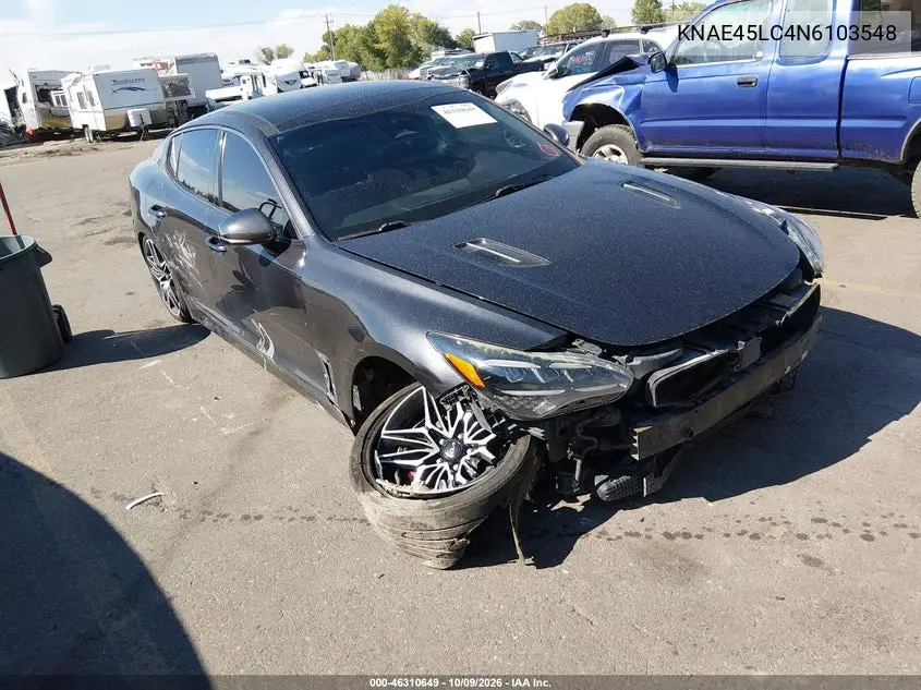 2022 Kia Stinger Gt1 VIN KNAE45LC4N6103548 фото 1