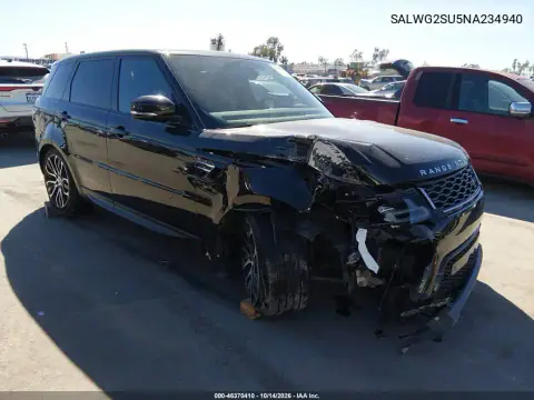 SALWG2SU5NA234940 Land Rover Range Rover Sport 2022 — повреждение Передняя часть, фото до ремонта