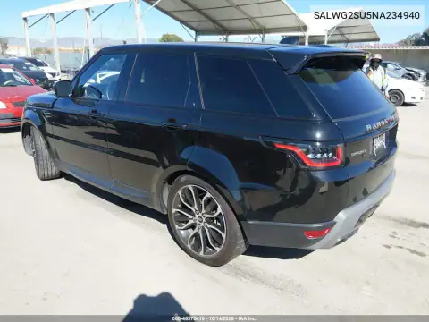 SALWG2SU5NA234940 — 2022 Land Rover Range Rover Sport, фото 3 с аукциона IAAI, Передняя часть