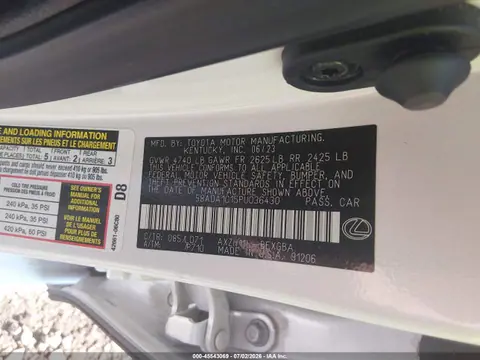 2023 Lexus ES 300H VIN 58ADA1C15PU036430 фото 9