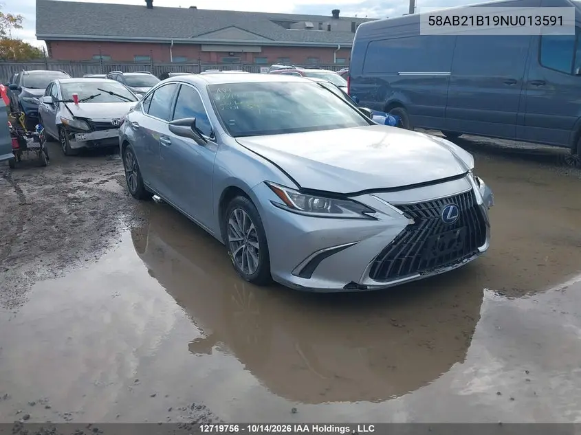 58AB21B19NU013591 — 2022 Lexus ES, фото 2 с аукциона IAAI 20.10.2026, Передняя часть