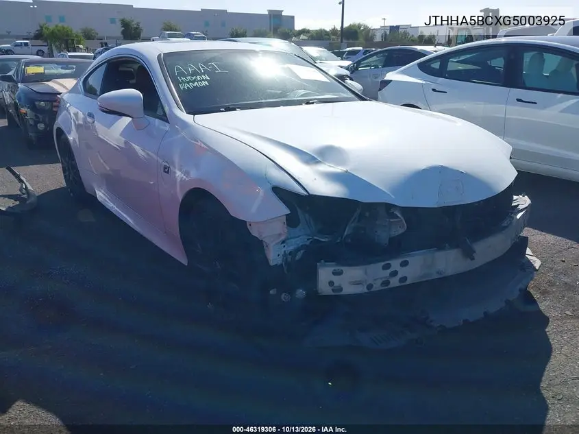 JTHHA5BCXG5003925 — 2016 Lexus RC, фото 2 с аукциона IAAI, Передняя часть
