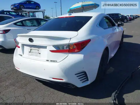 JTHHA5BCXG5003925 — 2016 Lexus RC, фото 5 с аукциона IAAI, Передняя часть