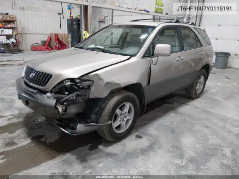 JT6HF10U7Y0115191 — 2000 Lexus RX, фото 3 с аукциона IAAI, Передняя часть
