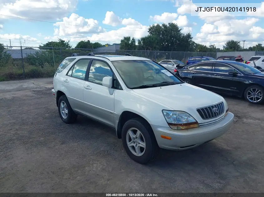 JTJGF10U420141918 — 2002 Lexus RX, фото 2 с аукциона IAAI, Естественный износ
