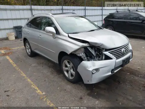 2T2BK1BA4FC315781 — 2015 Lexus RX, Передняя часть, фото до ремонта