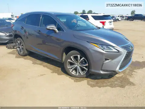 2T2ZZMCAXKC118036 — 2019 Lexus RX, Переворот, фото до ремонта