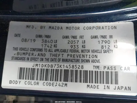 2019 Mazda Cx-3 Sport VIN JM1DKDB73K1458528 фото 9