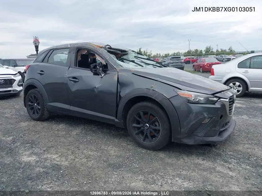 2016 Mazda Cx-3 Sport VIN JM1DKBB7XG0103051 фото 1