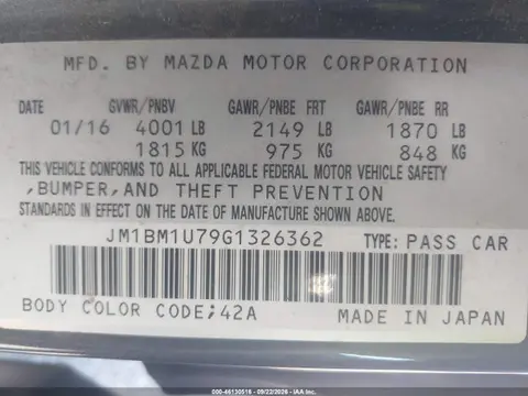 2016 Mazda Mazda3 I Sport VIN JM1BM1U79G1326362 фото 9