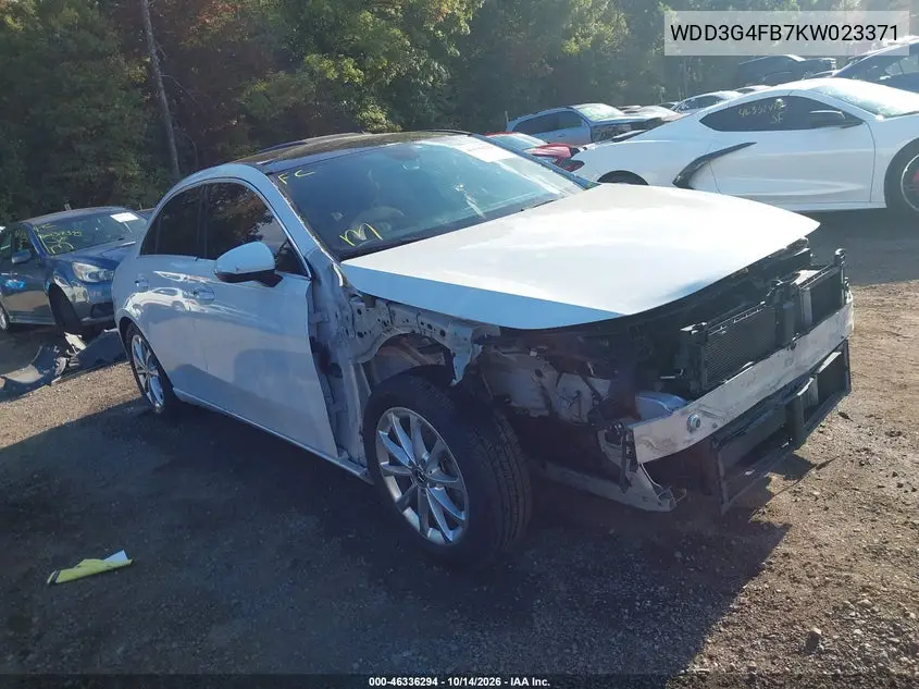 WDD3G4FB7KW023371 — 2019 Mercedes A-Klasse, фото 2 с аукциона IAAI, Передняя часть