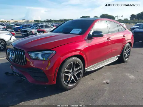2022 Mercedes-Benz Amg Gle 53 Coupe 4Matic VIN 4JGFD6BB3NA668730 фото 2
