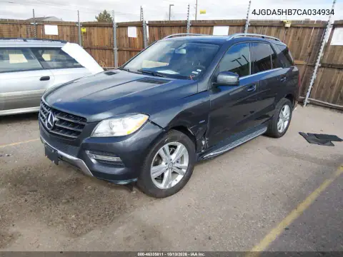 4JGDA5HB7CA034934 — 2012 Mercedes M-Klasse, фото 3 с аукциона IAAI, Передняя часть
