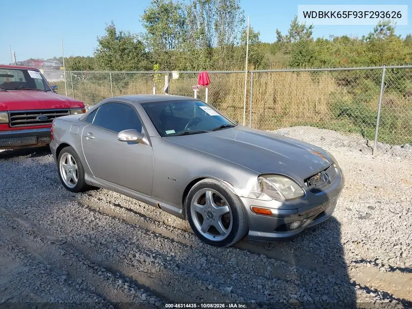 2003 Mercedes-Benz Slk 320 VIN WDBKK65F93F293626 фото 2