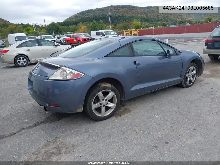 2008 Mitsubishi Eclipse Gs VIN 4A3AK24F98E005685 фото 5