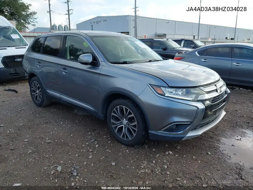 JA4AD3A38HZ034028 — 2017 Mitsubishi Outlander, фото 2 с аукциона IAAI, Задняя часть слева