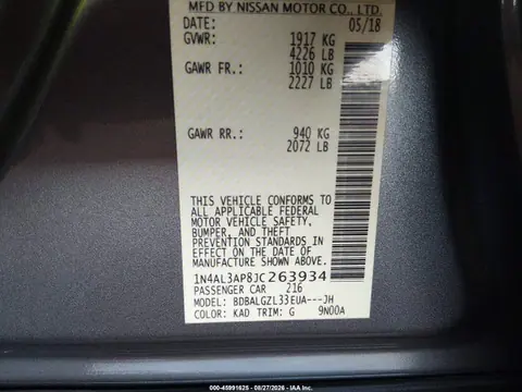 2018 Nissan Altima 2.5 S VIN 1N4AL3AP8JC263934 фото 9