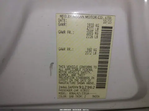 2015 Nissan Altima 2.5 Sl VIN 1N4AL3AP0FN912962 фото 9