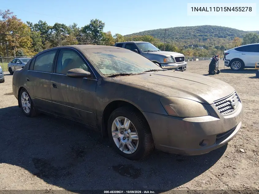 2005 Nissan Altima 2.5 S VIN 1N4AL11D15N455278 фото 1