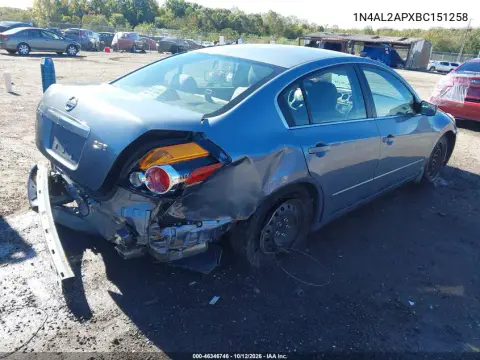 1N4AL2APXBC151258 — 2011 Nissan Altima, Сзади, фото до ремонта